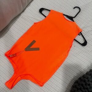 SKIMS Neon Orange Woman's Bodysuit Size Small/Medium 4-6 Brand New With Tags!